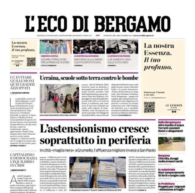 Atalanta, primo colpo del futuro. L'Eco di Bergamo in apertura: "Riscattato De Ketelaere"