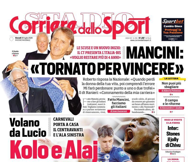PRIMA PAGINA - Corriere dello Sport: "Kolo e Alaj colpi Juve"