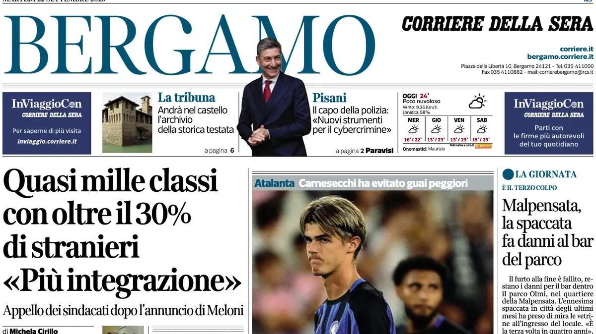 PRIMA PAGINA – Corriere di Bergamo: "Rowe, era rigore. Tegola Kossounou"