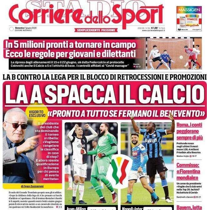 Corriere dello Sport: "La A spacca il calcio" 