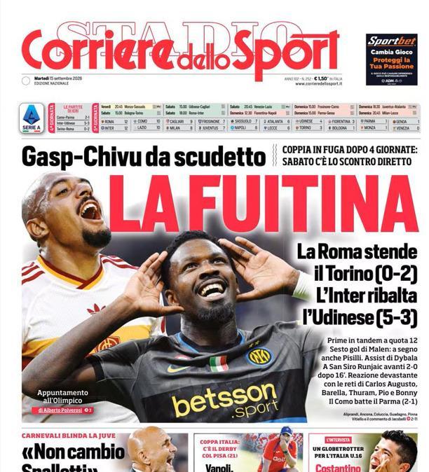 PRIMA PAGINA - Corriere dello Sport: "La Fuitina"