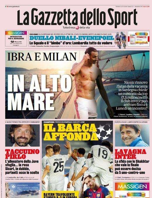 L'apertura de La Gazzetta dello Sport: "Ibra e Milan: in alto mare"