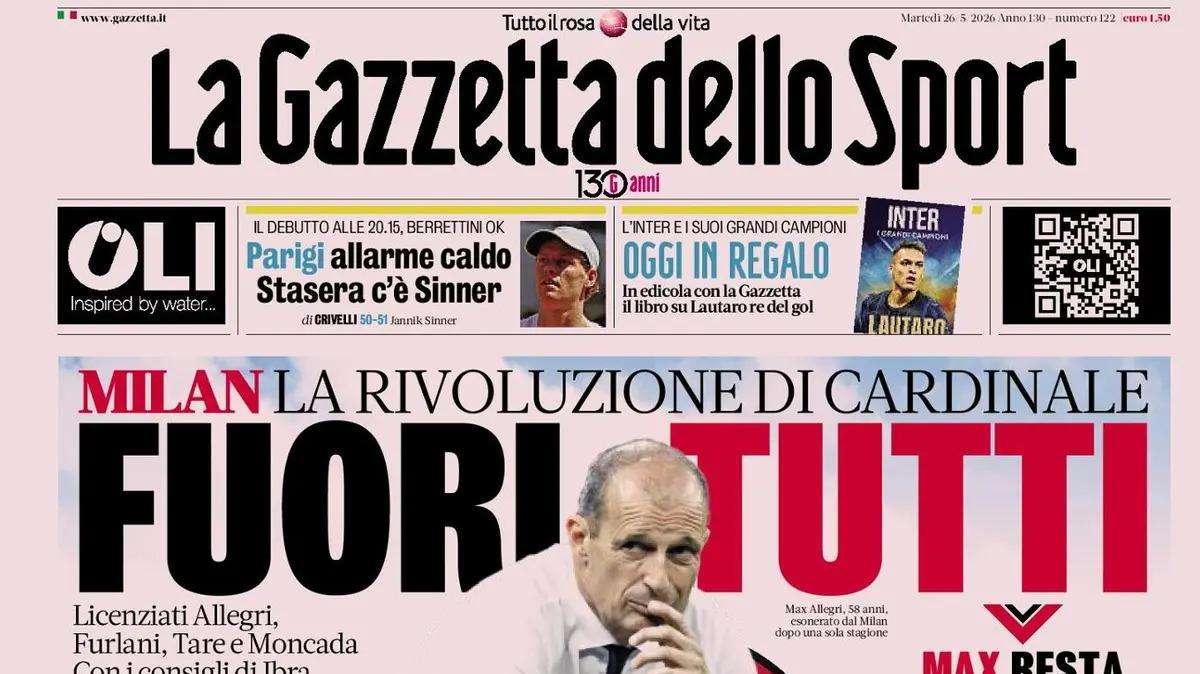 PRIMA PAGINA – La Gazzetta dello Sport: "Fuori tutti