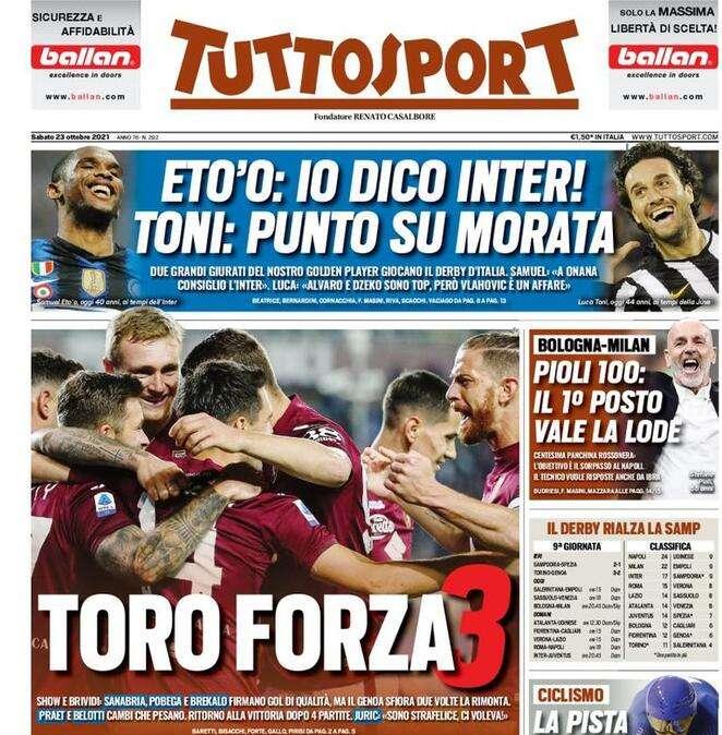 Tuttosport in apertura sui granata: "Toro forza 3"