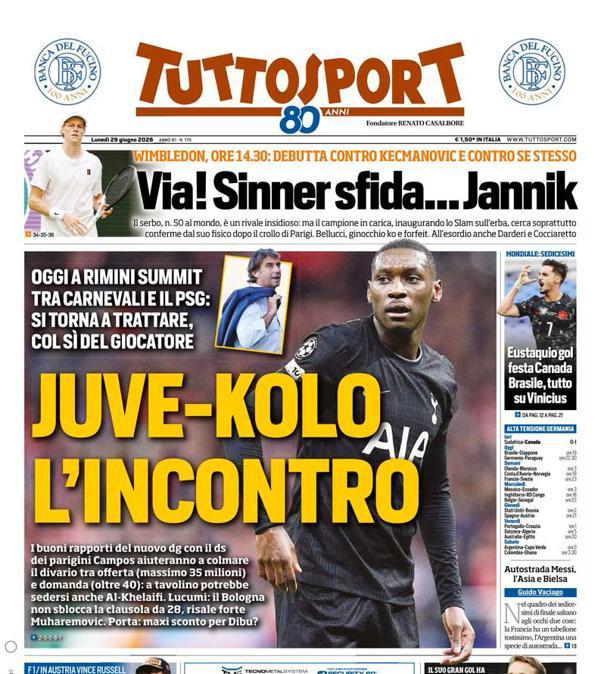 PRIMA PAGINA - Tuttosport: "Juve-Kolo, l'incontro"