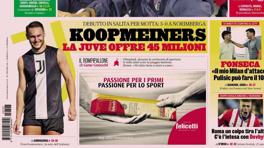 Gazzetta - Juventus, pronti 45 milioni di euro per arrivare a Koopmeiners
