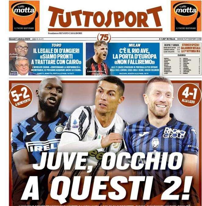 L'apertura di Tuttosport: "Juve, occhio a questi due" 