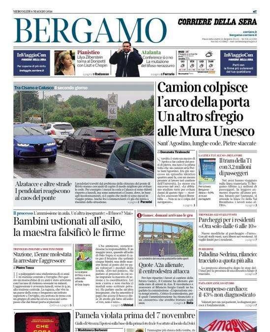 PRIMA PAGINA - Corriere di Bergamo: "Atalanta, Conference si o no. La mutazione del tifoso nerazzurro"