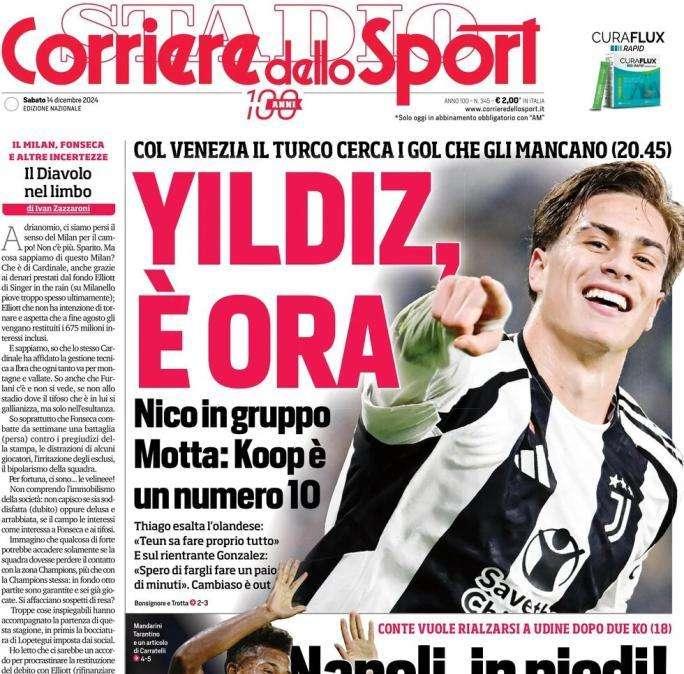 L'apertura del Corriere dello sport sul giocatore turco: "Yidiz, è ora"