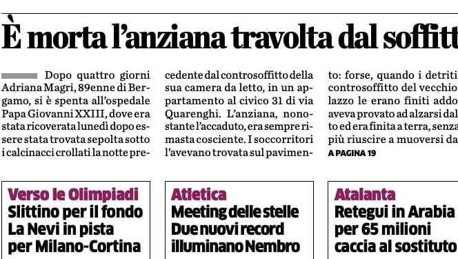 PRIMA PAGINA - L’Eco di Bergamo: "Caccia al sostituto di Retegui: occhi su Lucca"
