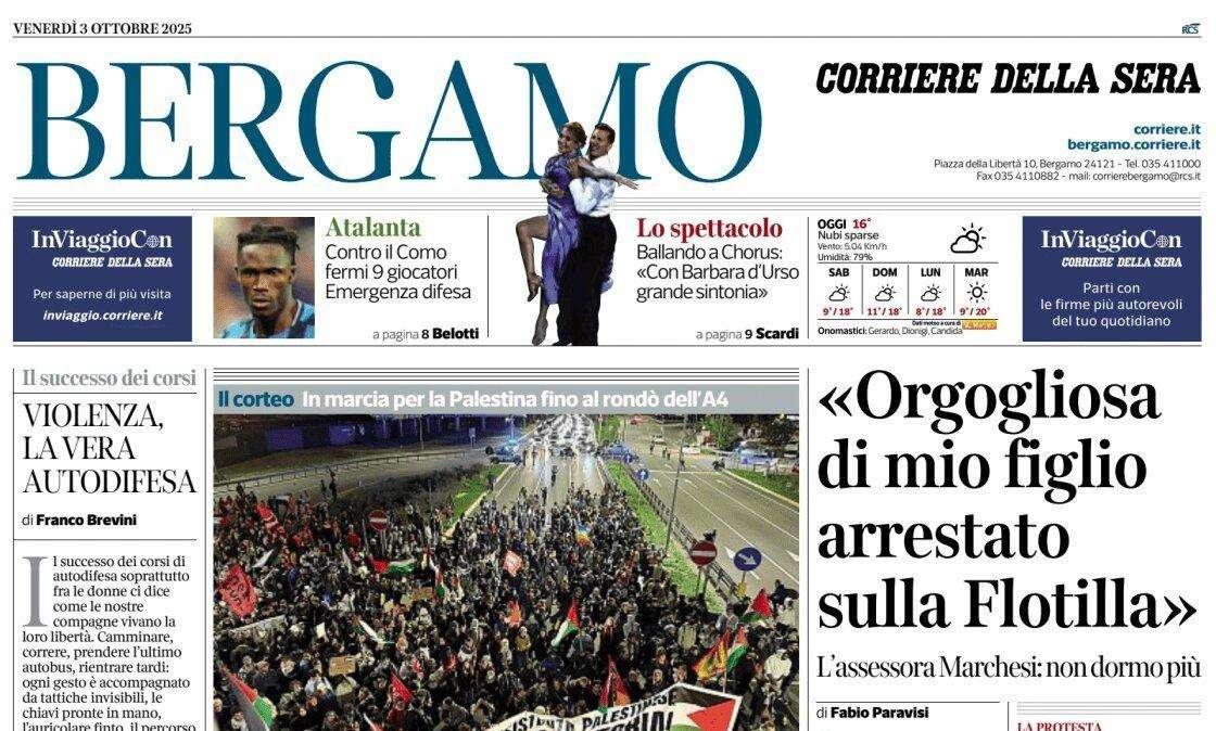 PRIMA PAGINA - Corriere di Bergamo: "Contro il Como fermi 9 giocatori. Emergenza difesa"