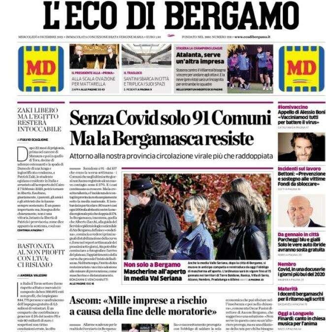 L'Eco di Bergamo: "Atalanta, serve un’altra impresa"