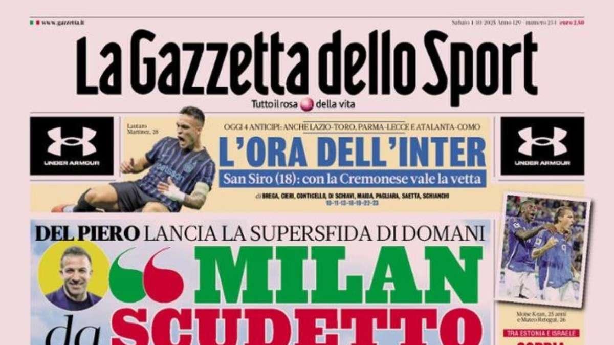PRIMA PAGINA - La Gazzetta dello Sport: "L’ora dell’Inter. Oggi Atalanta-Como"
