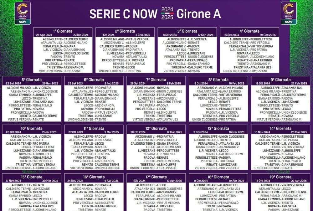 Poco più di un mese al via della Serie C 2024-25: il calendario completo del Girone A