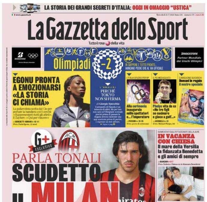 L'apertura de La Gazzetta dello Sport: "Scudetto? Il Milan c'è".