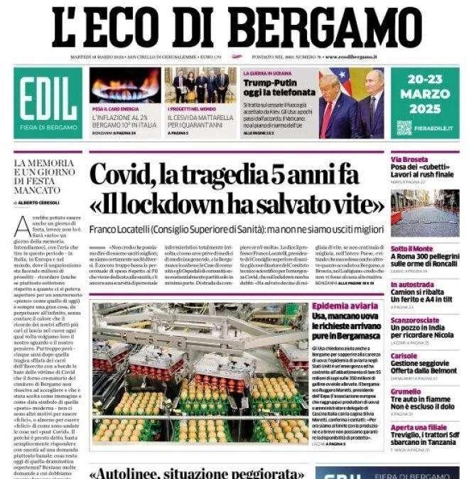 Gasperini ko con l'Inter. L'Eco di Bergamo in apertura: "Non ha spento il sogno atalantino"