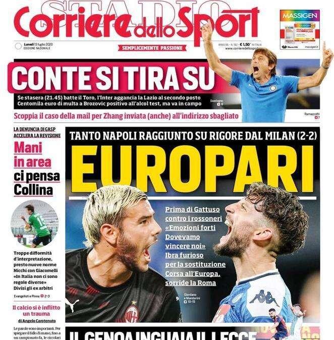 Corriere dello Sport in apertura: "Europari"
