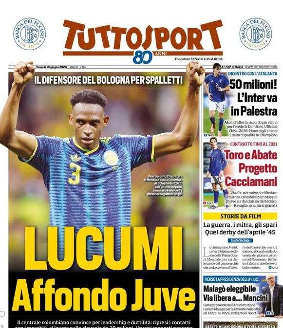 PRIMA PAGINA - Tuttosport: "Lucumi, affondo Juve"