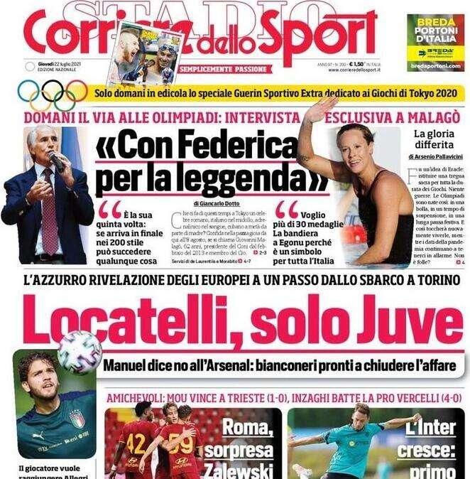 L'apertura del Corriere dello Sport: "Locatelli, solo Juve"