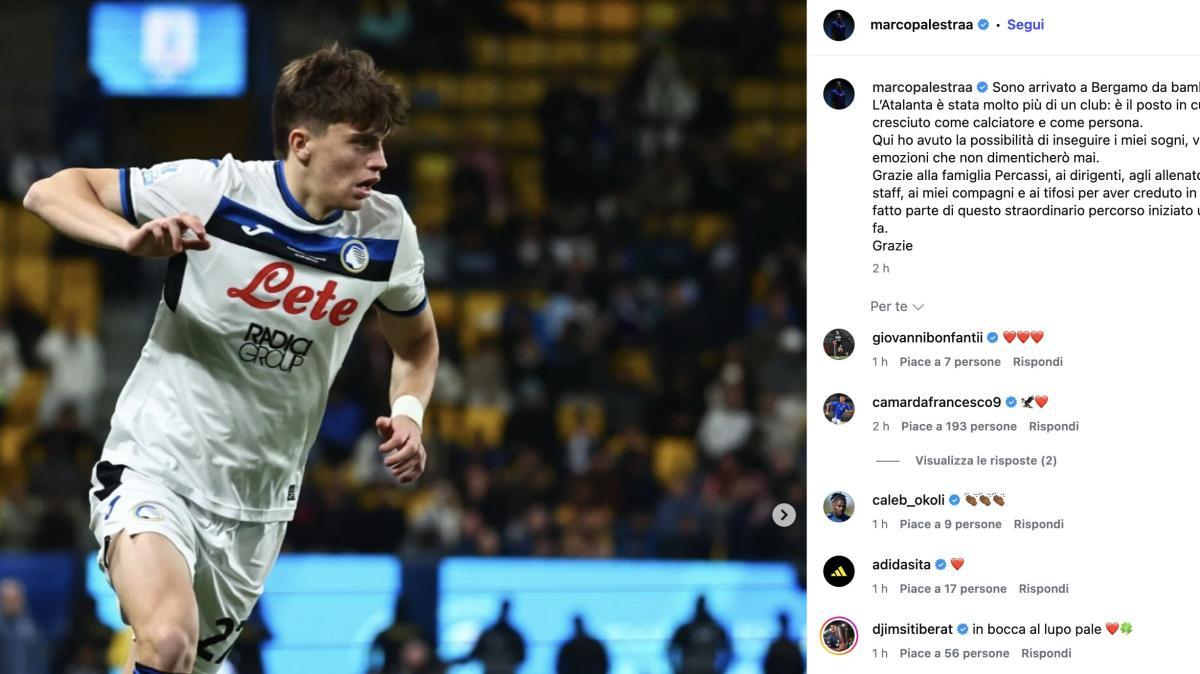 Palestra saluta l'Atalanta: "Molto più di un club"