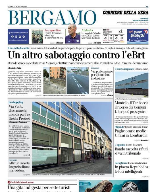 PRIMA PAGINA - Corriere di Bergamo: "In casa dello Schalke con CDK e il dubbio Scamacca-Krstovic"