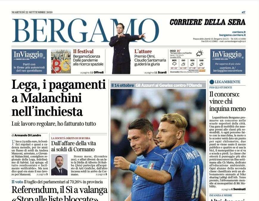 Corriere di Bergamo sull'Italia al Gewiss Stadium: "Un tributo Nazionale alla città"