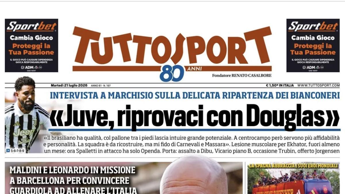 PRIMA PAGINA – Tuttosport: "In ginocchio da Pep"