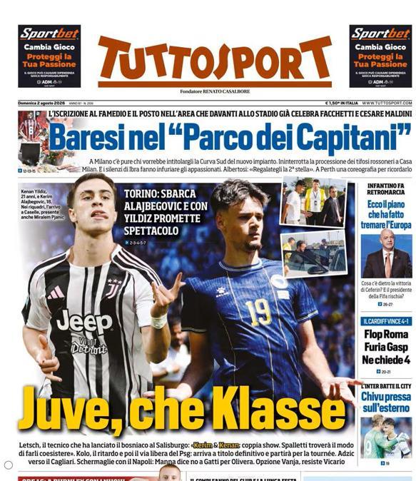 PRIMA PAGINA - Tuttosport: "Juve, che Klasse"