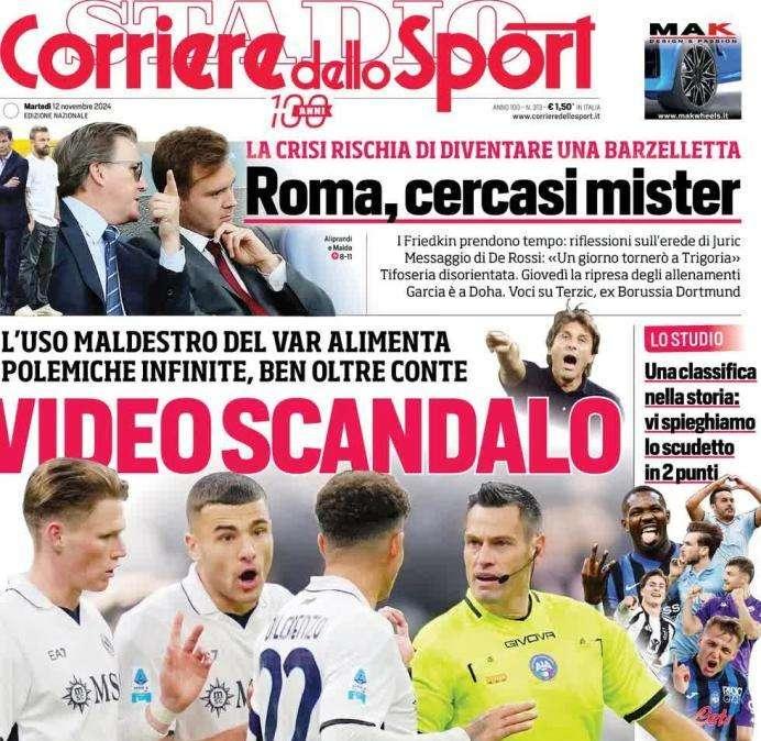 Polemiche dopo Inter-Napoli. Il Corriere dello Sport in prima pagina: "Video scandalo"