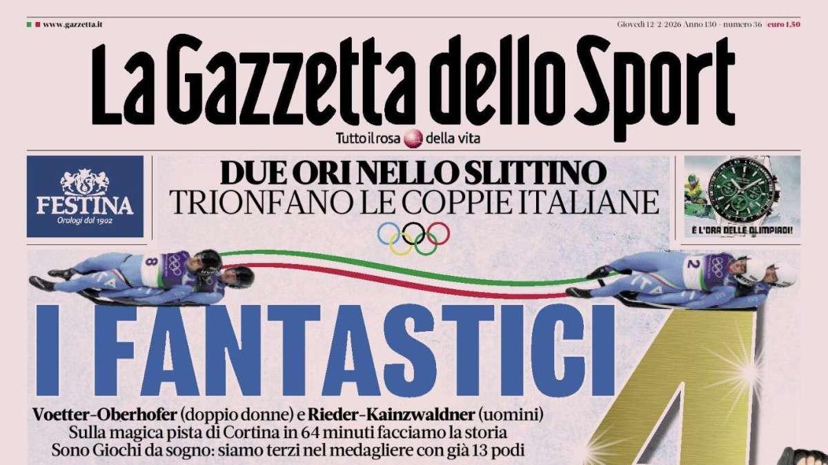 PRIMA PAGINA - La Gazzetta dello Sport: "I Fantastici 4"