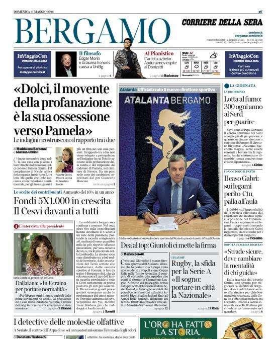 PRIMA PAGINA - Corriere di Bergamo: "Dea al top: Giuntoli ci mette la firma"