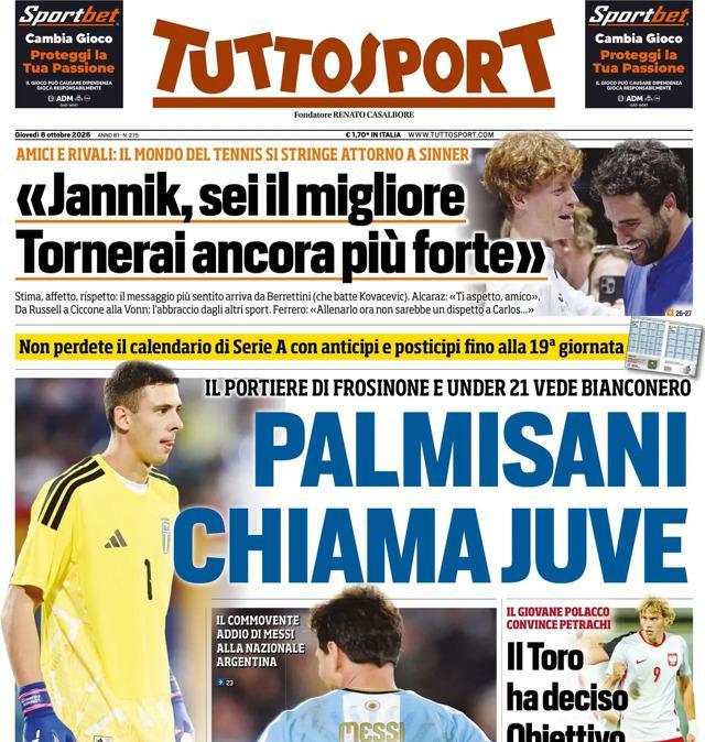 PRIMA PAGINA - Tuttosport: "Palmisani chiama Juve"