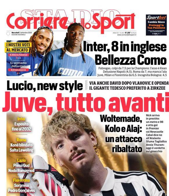 PRIMA PAGINA - Corriere dello Sport: "Juve, tutto avanti"