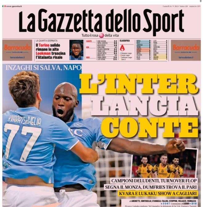 L'apertura de La Gazzetta dello Sport: "L'Inter lancia Conte"