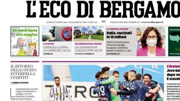 PRIMA PAGINA - L'Eco di Bergamo: "Juve battuta in A dopo vent’anni. E scavalcata"