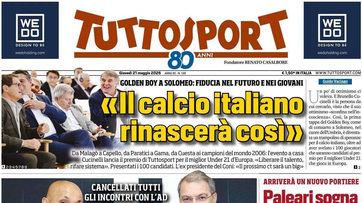 PRIMA PAGINA – Tuttosport: "No Champions, No Comolli"