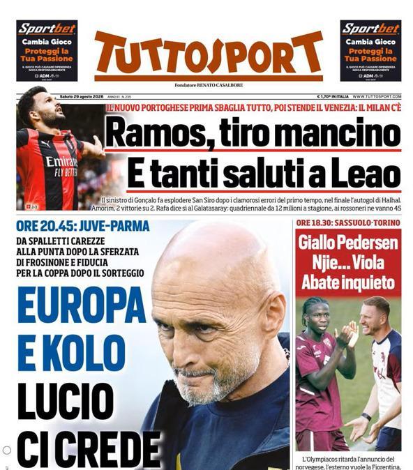 PRIMA PAGINA - Tuttosport: "Ramos, tiro mancino E tanti saluti a Leao"