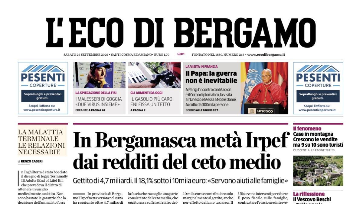 PRIMA PAGINA – L'Eco di Bergamo: "Terza maglia beige Coppa con l'Udinese il 26 gennaio 2027"