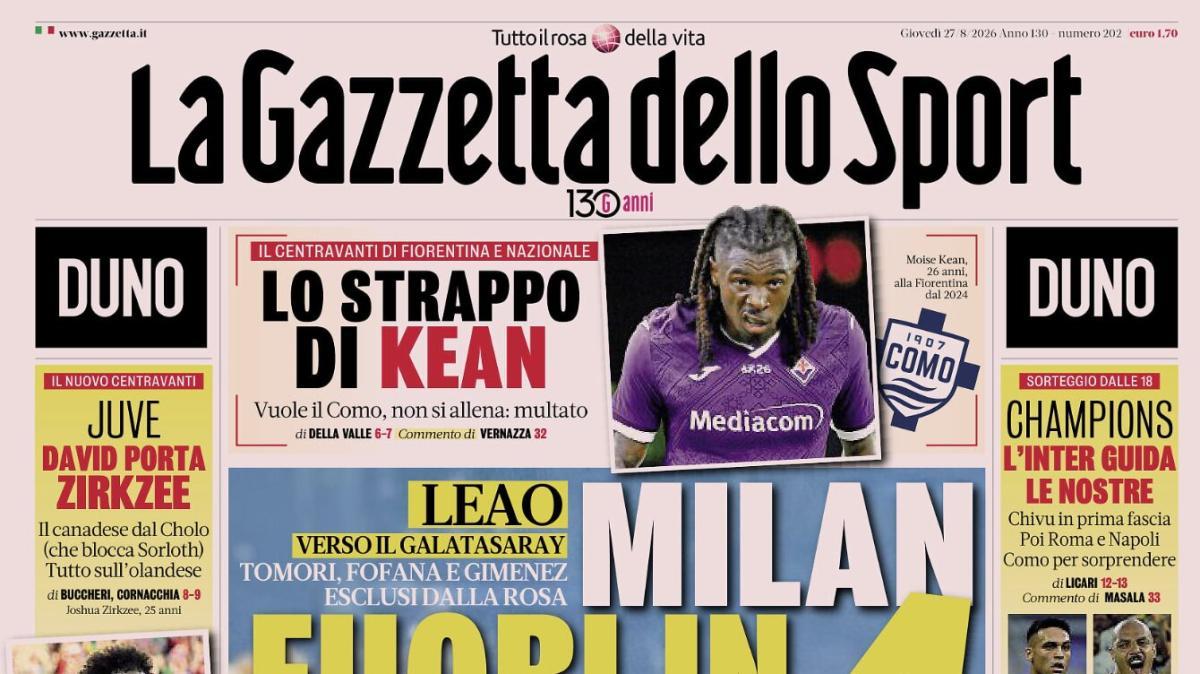 PRIMA PAGINA – La Gazzetta dello Sport: "Milan fuori in 4"