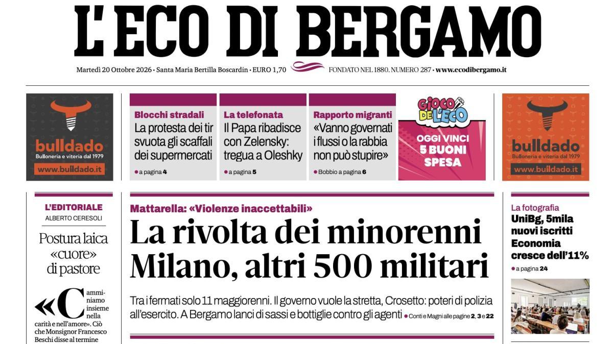 PRIMA PAGINA – L'Eco di Bergamo: "Cdk non ingrana. Problema in più per i nerazzurri"