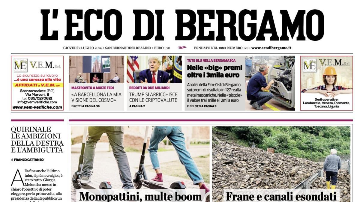 PRIMA PAGINA – L'Eco di Bergamo: "Dea, bisogna intervenire sul centrocampo"