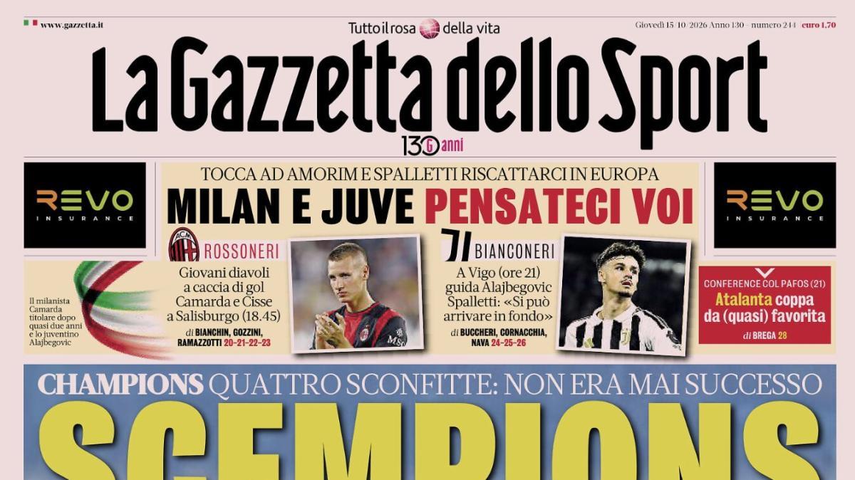 PRIMA PAGINA – La Gazzetta dello Sport: "Atalanta coppa da (quasi) favorita"