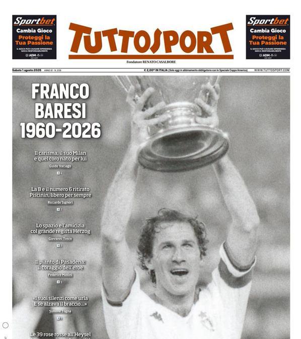 PRIMA PAGINA - Tuttosport: "Un capitano"