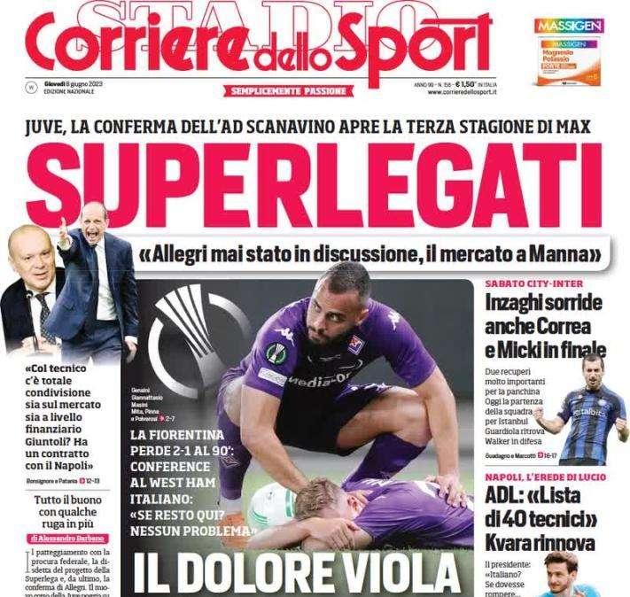 Allegri-Juve avanti insieme, Il Corriere dello Sport in prima pagina: "Superlegati"