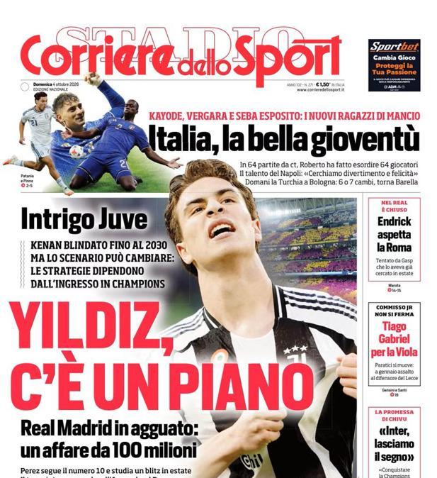 PRIMA PAGINA - Corriere dello Sport: "Yildiz, c'è un piano"
