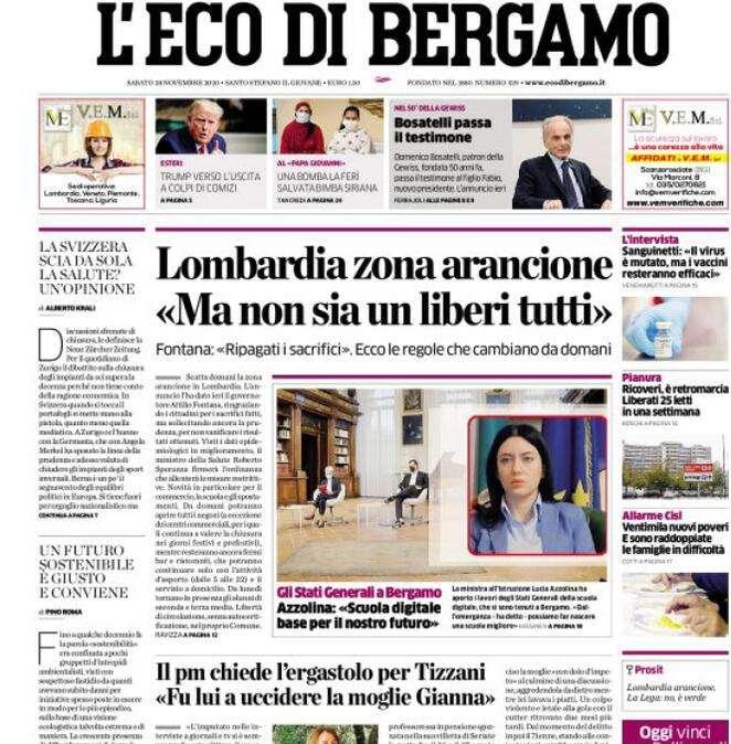 L'Eco di Bergamo - "Contagi ancora in discesa. Ripartenza, prime ipotesi"