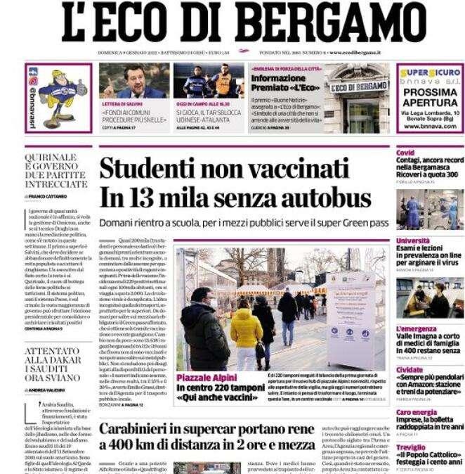 L'Eco di Bergamo: "Studenti non vaccinati. In 13 mila senza autobus"