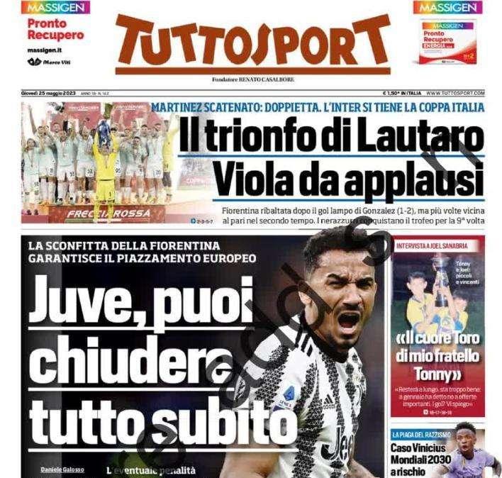 Tuttosport in prima pagina: "Juve, grazie alla Fiorentina puoi chiudere tutto subito"
