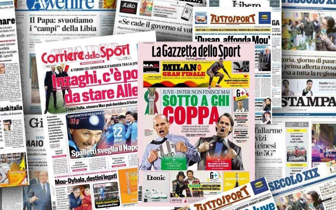 PRIME PAGINE - Le aperture dei quotidiani sportivi di mercoledì 27 marzo