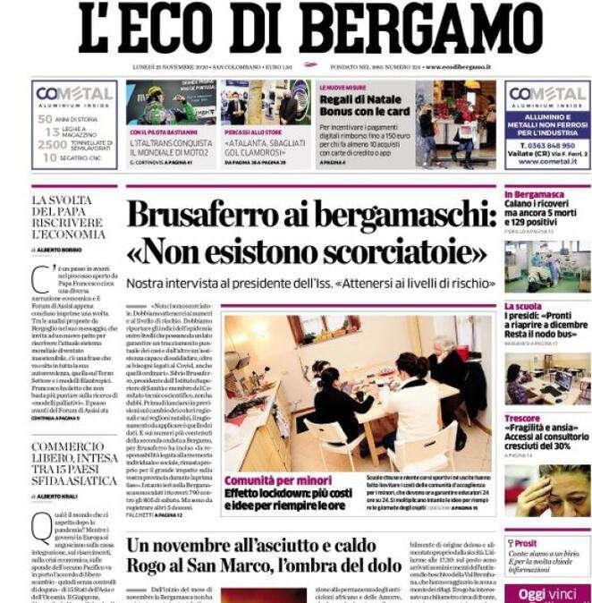 L'Eco di Bergamo, Brusaferro ai bergamaschi: «Non esistono scorciatoie»